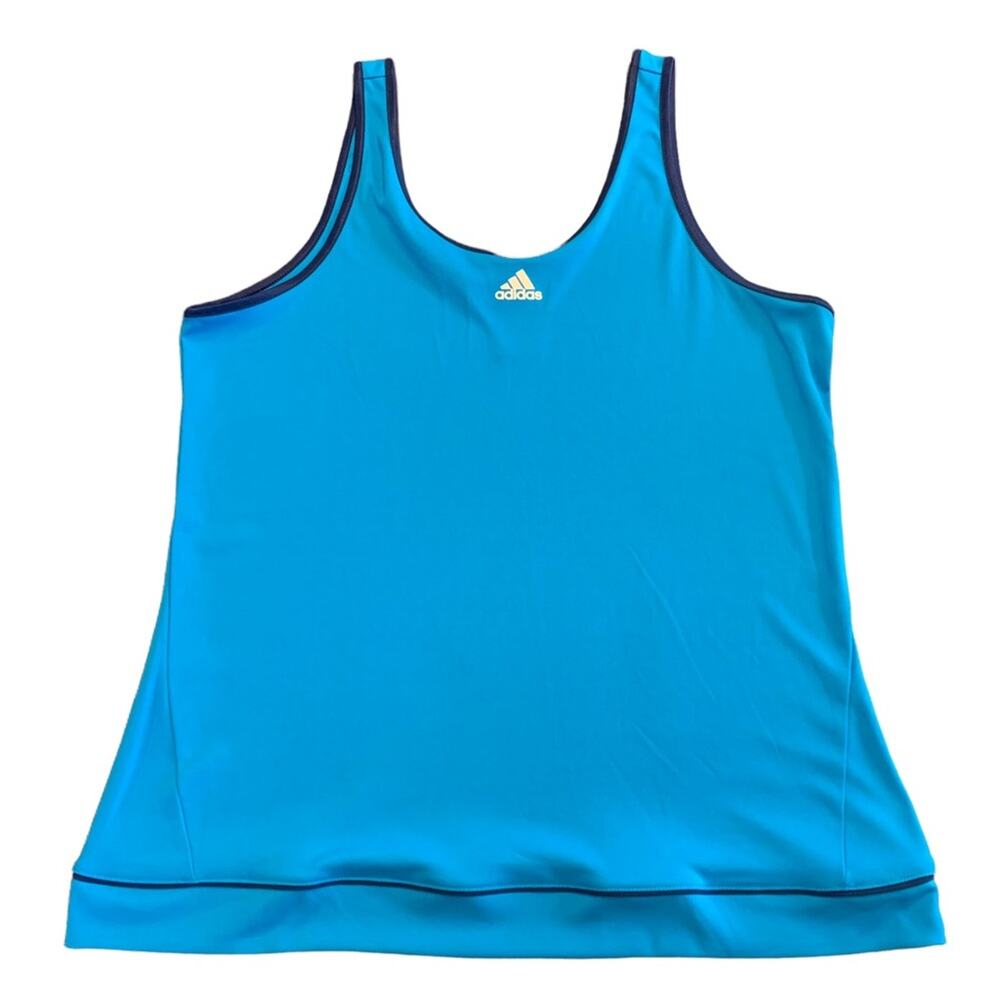 Adidas Womens tank, bright aqua with blue trim, size xl